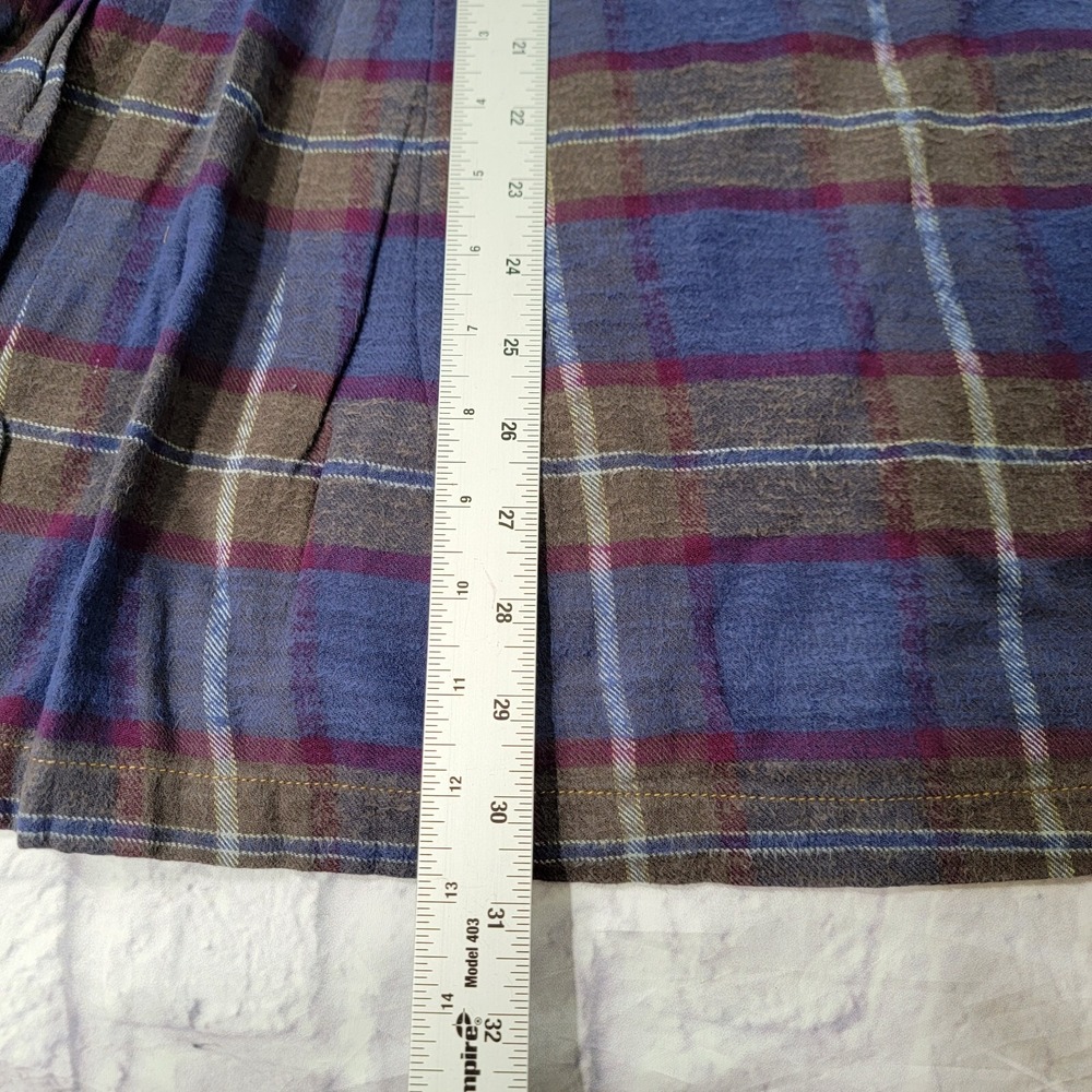 Tunic Top Dress sz Medium Pleated Plaid Flannel Denim Jean Vintage Style 90s Y2K - Picture 9 of 11